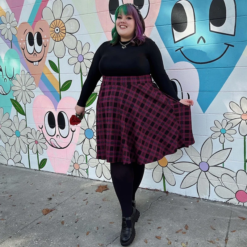 Plaid Flare Skirt - Ember