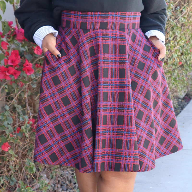 Plaid Flare Skirt - Ember