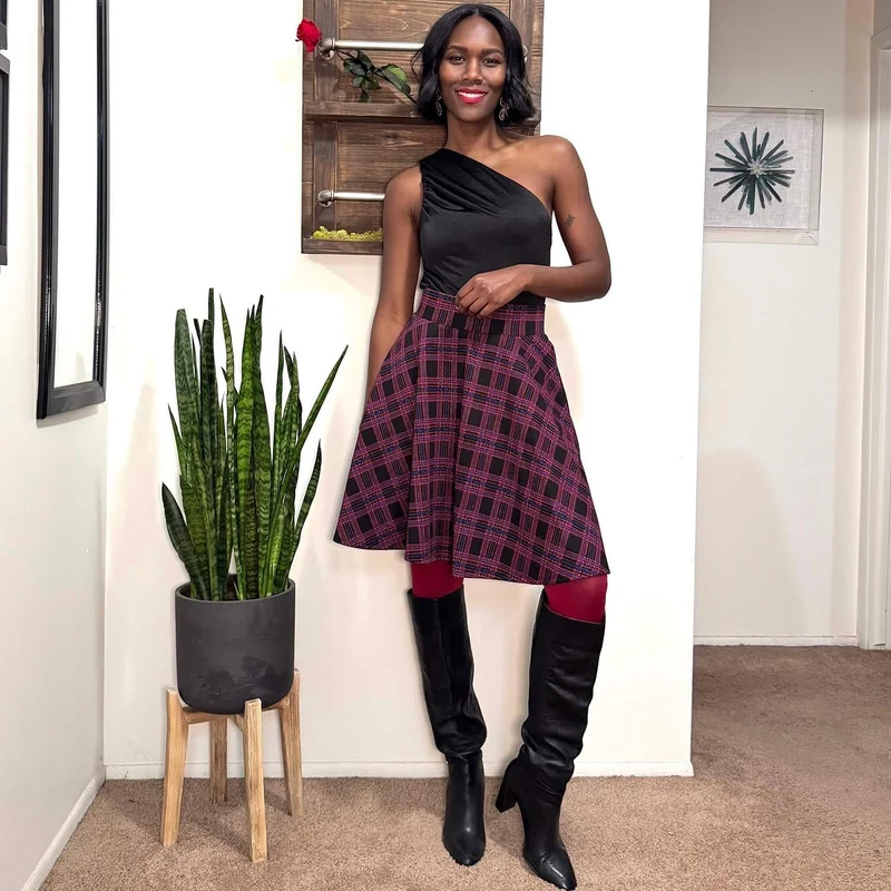 Plaid Flare Skirt - Ember