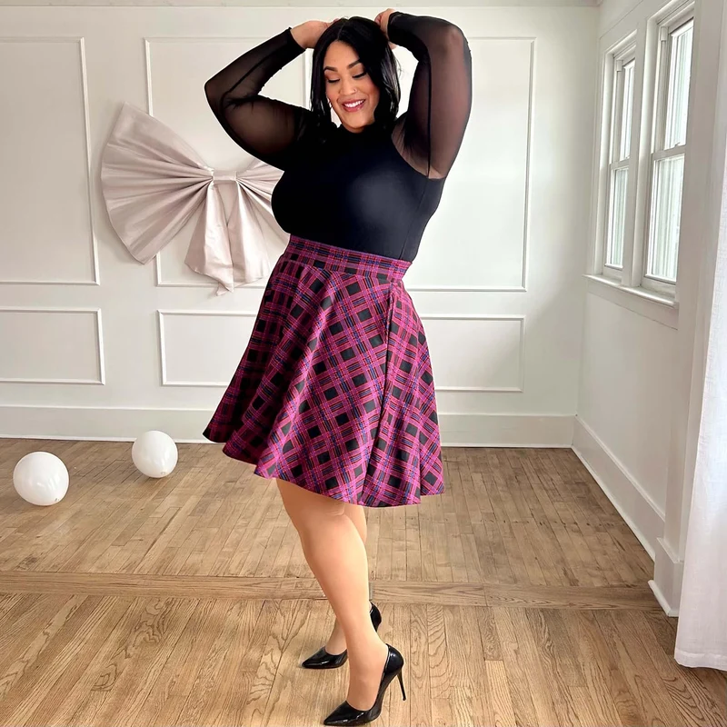 Plaid Flare Skirt - Ember