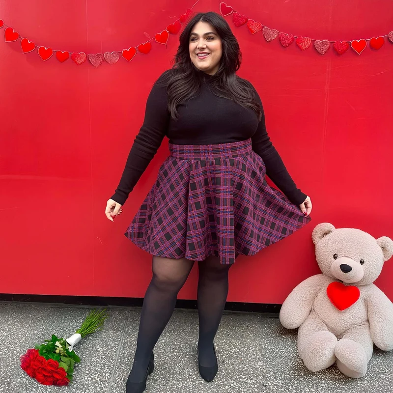 Plaid Mini-Flare Skirt - Ember