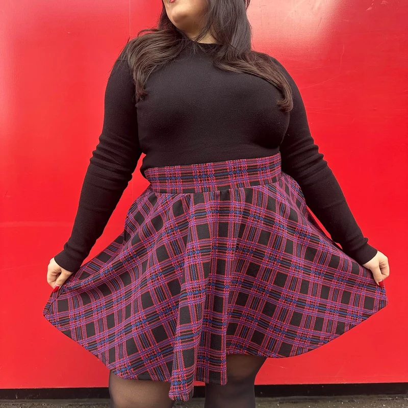 Plaid Mini-Flare Skirt - Ember