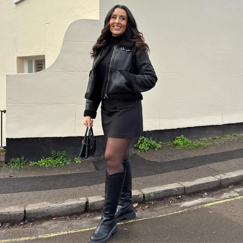 Bessie Aviator Jacket - Black