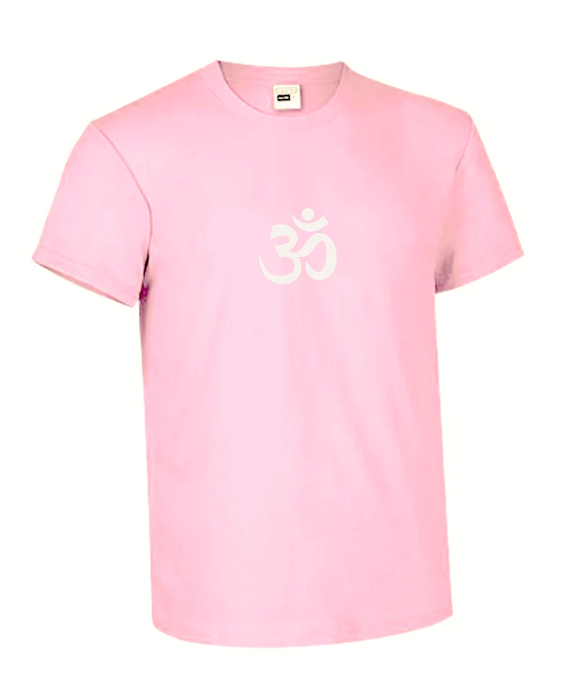 T-shirt de yoga standard unisexe en coton rose - Om