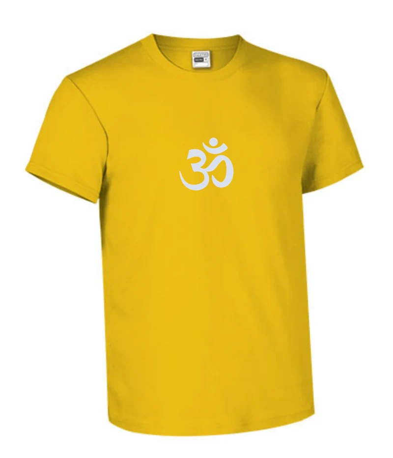 T-SHIRT YOGA JAUNE EN COTON STANDARD HOMME BLANC Om