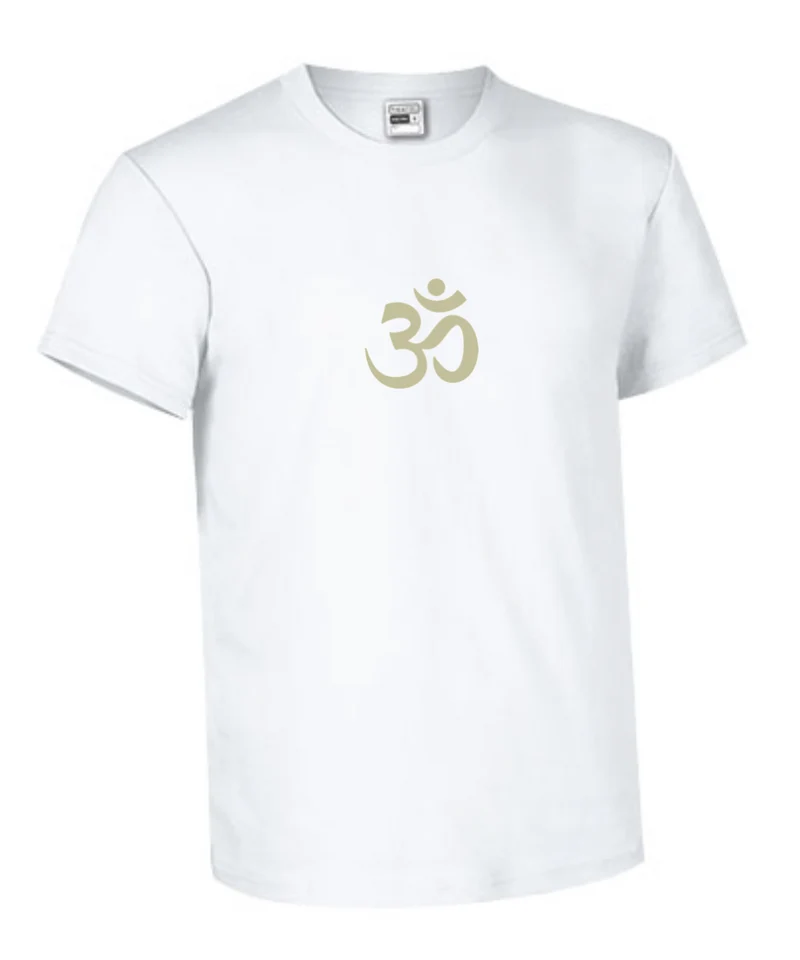 T-shirt de yoga standard unisexe blanc en coton - Golden Om