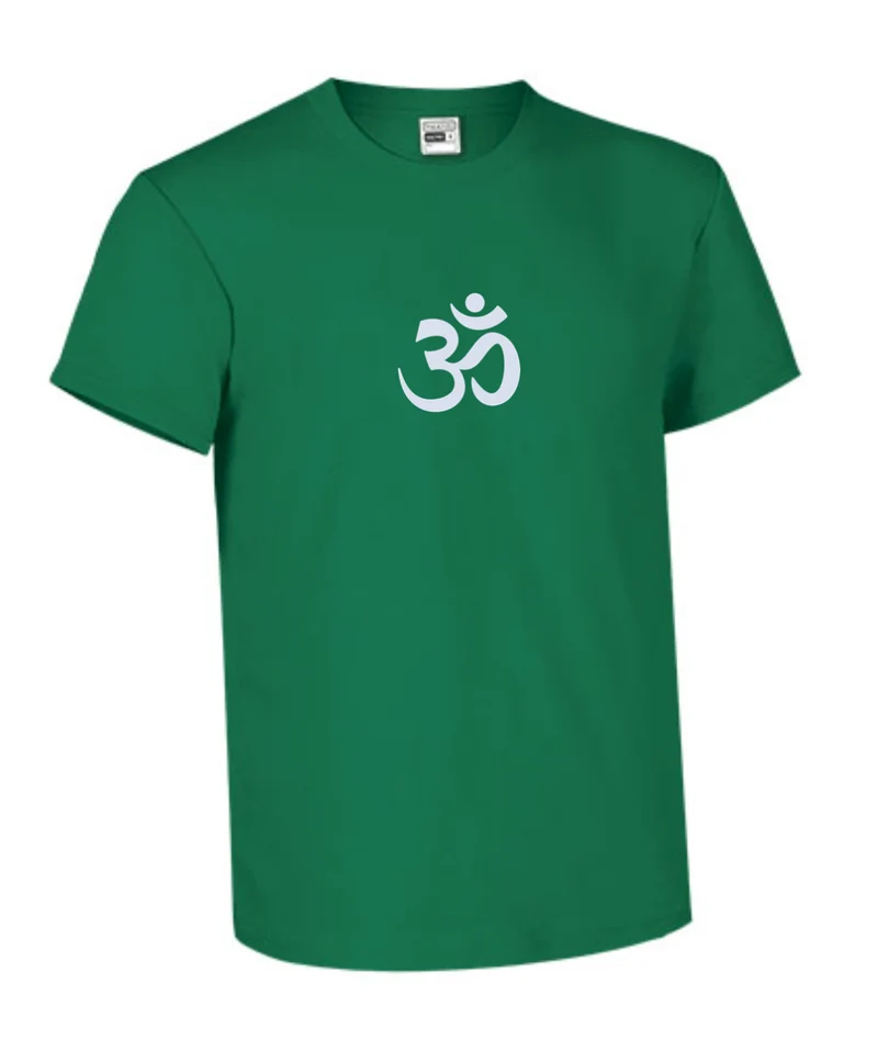 T-shirt de yoga standard unisexe en coton vert forêt - Om