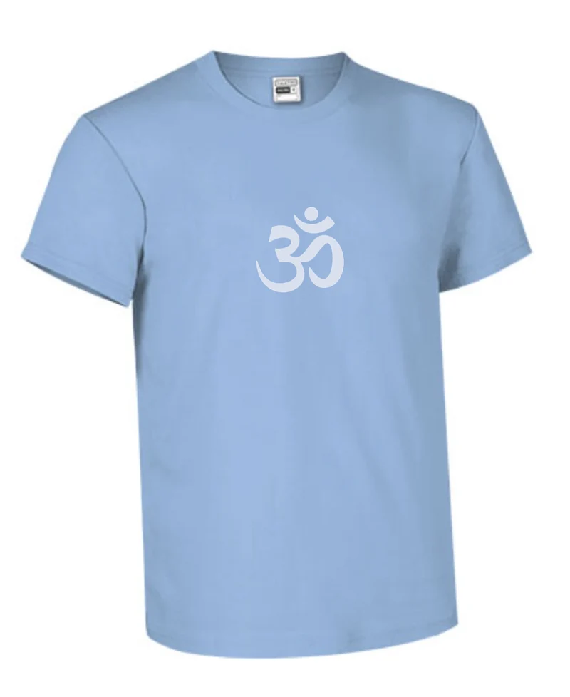 T-shirt de yoga standard unisexe bleu clair en coton - Om