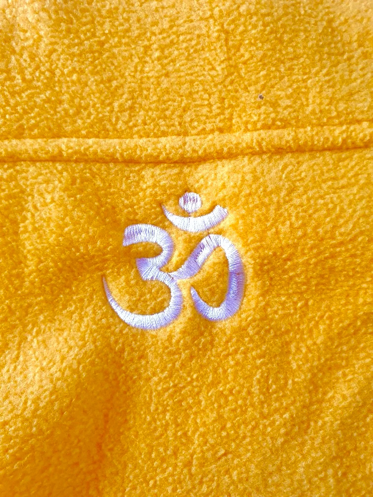 Veste de yoga zippée unisexe jaune polaire - avec OM blanc