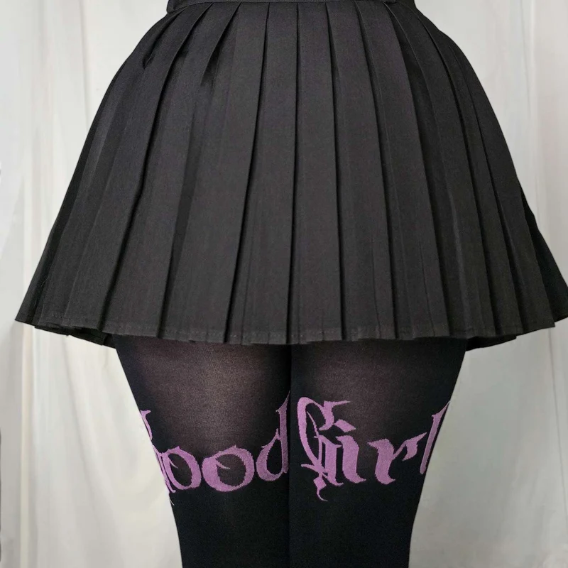 80 Denier Crotchless Tights - Good Girl - Black