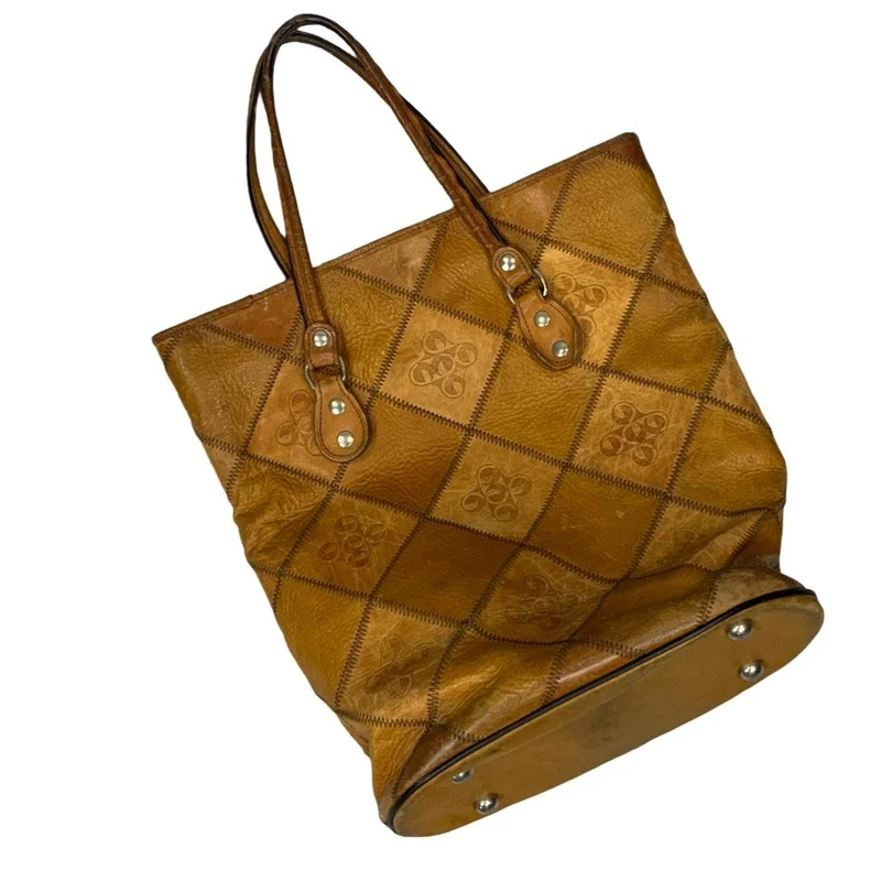 Vintage Brown Patchwork Leather Handbag