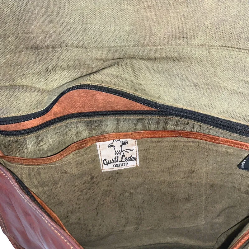 Vintage 'Gusti Leden' Brown Sheep Leather Messenger Shoulder Bag