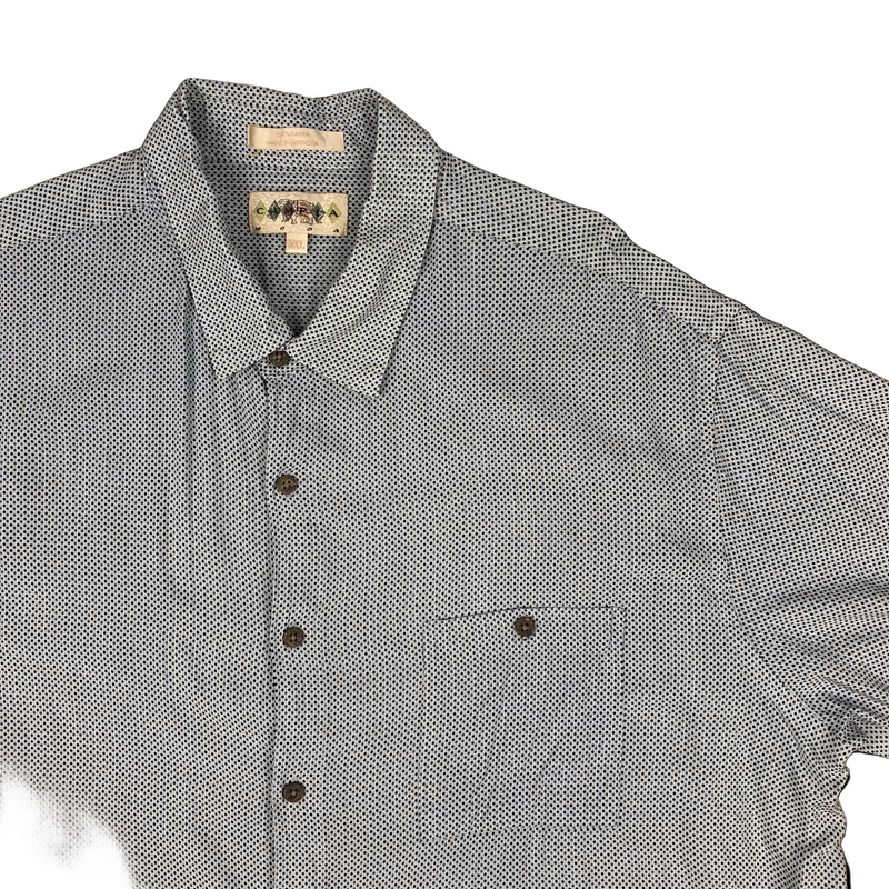 Vintage Abstract Dot Print Blue Short Sleeve Shirt 2XL