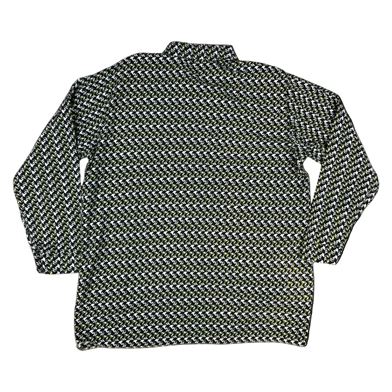 Vintage 70s 80s Green and Black Abstract Print Shirt L