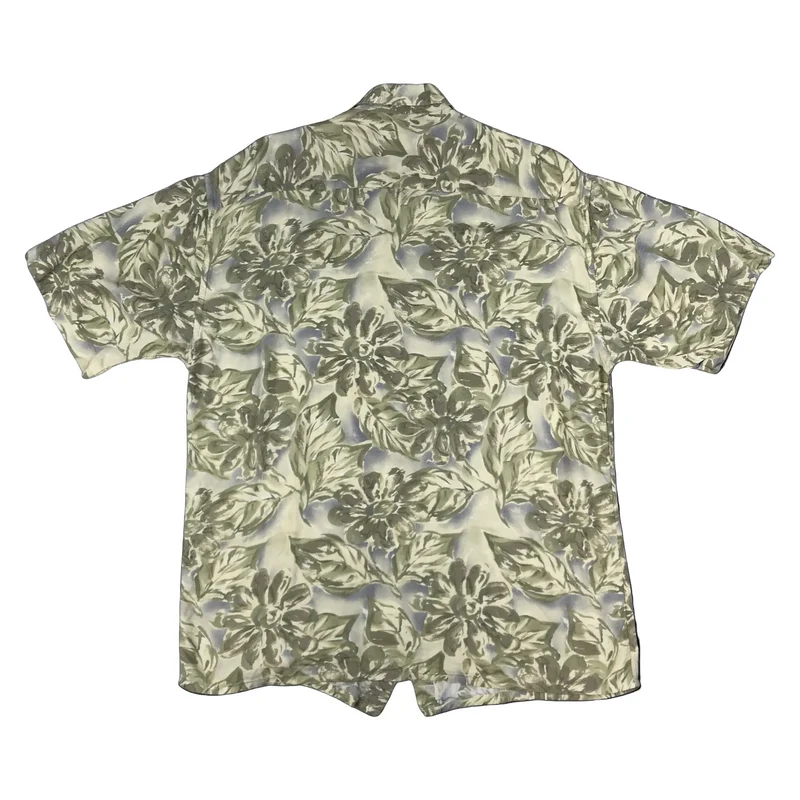 Vintage 1990s Pierre Cardin Green Grey AOP Abstract Print Short Sleeve Shirt XL