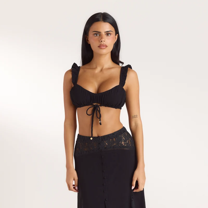 Bralette avec Fronces - Noir