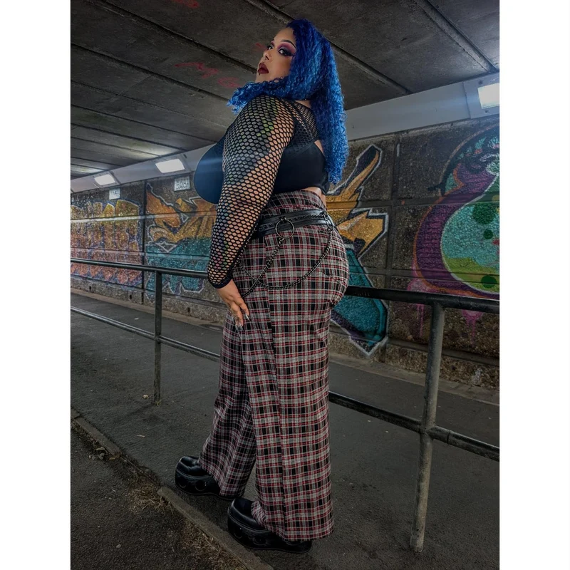 Plaid Wide-Leg Trousers - Bonnie