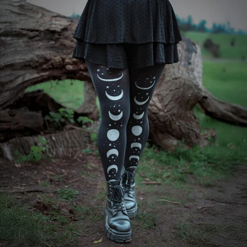 80 Denier Opaque Tights - Moon Phases
