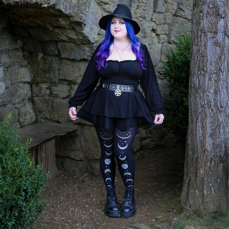 80 Denier Opaque Tights - Moon Phases
