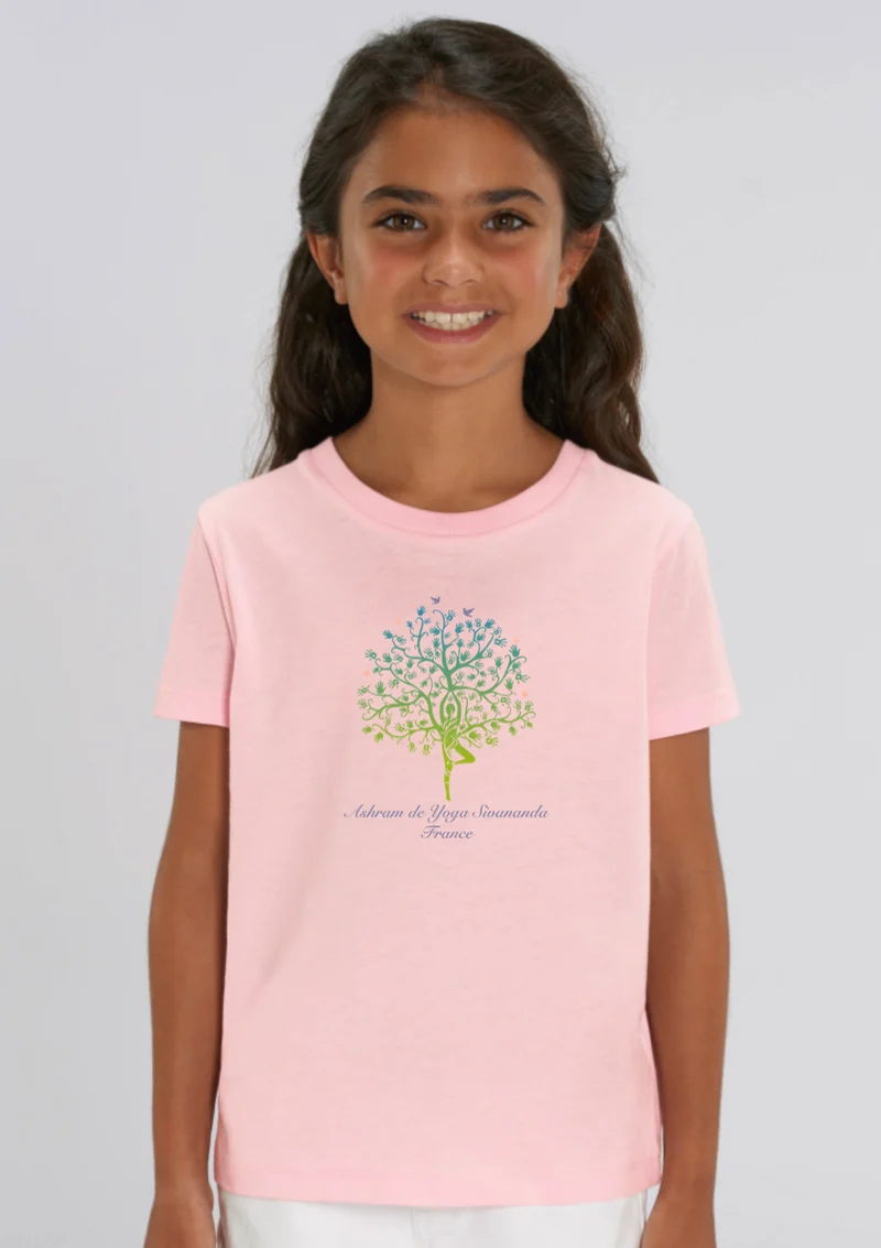 T-shirt Yoga Enfant Rose Coton Bio (Ashram Tree)