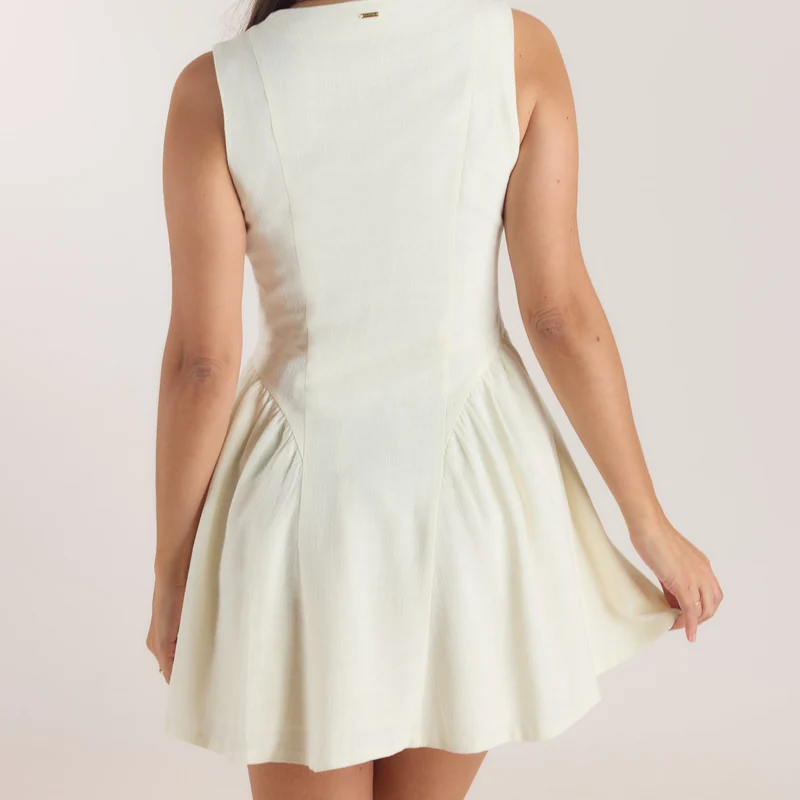 Robe Mini Brodée - Crème