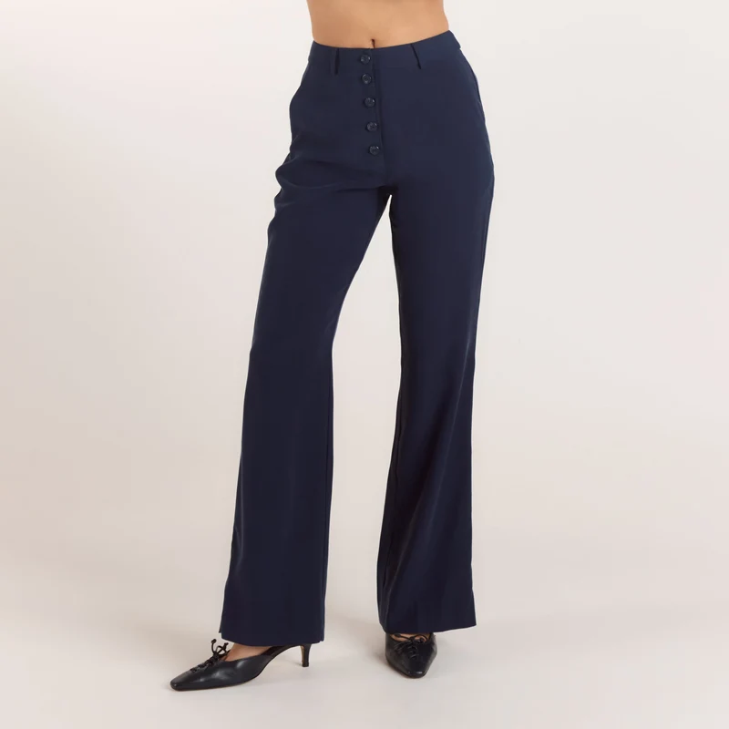 Pantalon Droit Style 90s - Bleu Marine