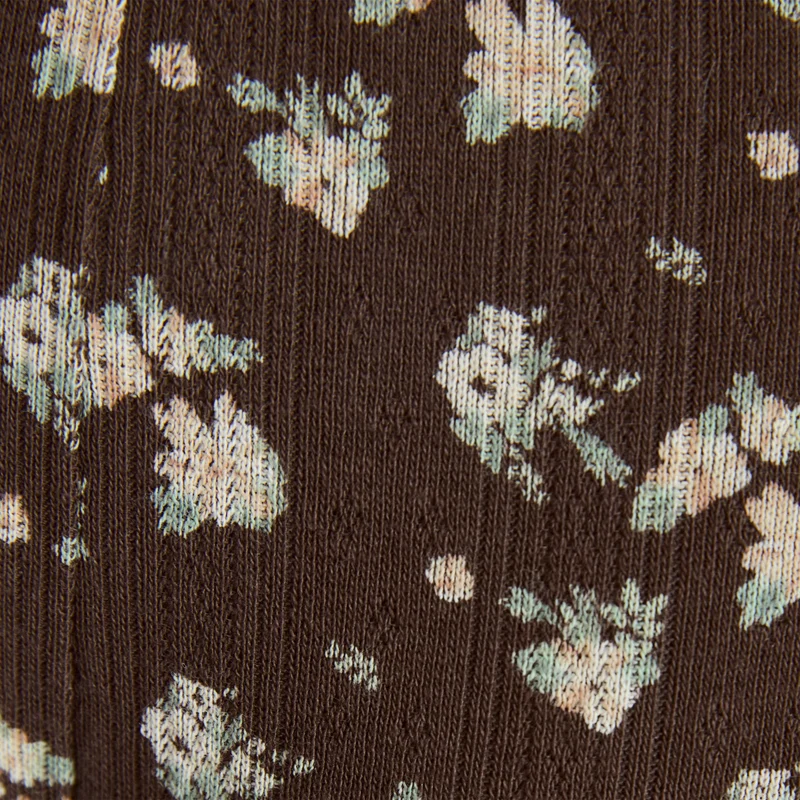 Culotte Triangle Brésilienne en Pointelle - Marron Floral