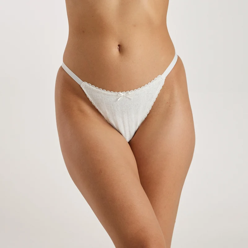 Culotte Triangle Brésilienne en Pointelle - Flocon d'Avoine