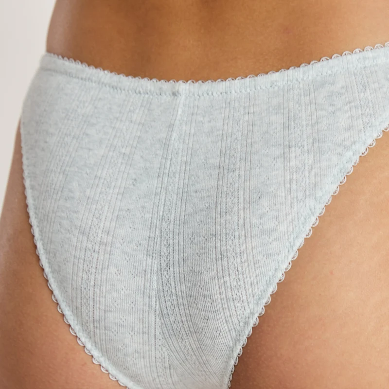 Culotte Brésilienne en Pointelle - Gris Chiné