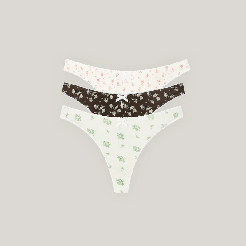 Strings en Pointelle (lot de 3) - Motif Neutre