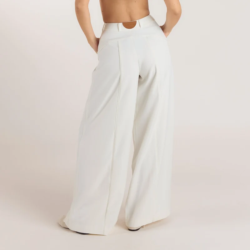 Pantalon Large à Plis - Écru