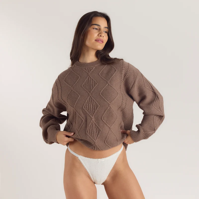 Pull Torsadé - Marron