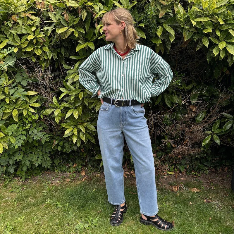 Organic Mom Jeans - Aegean