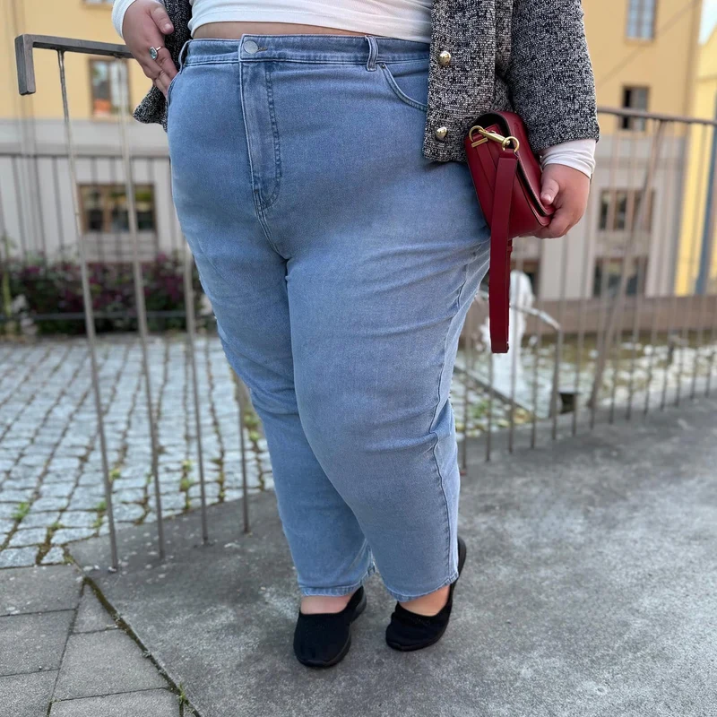 Organic Mom Jeans - Aegean
