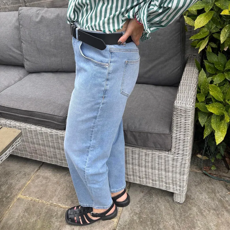 Organic Mom Jeans - Aegean