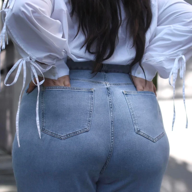 Organic Mom Jeans - Aegean
