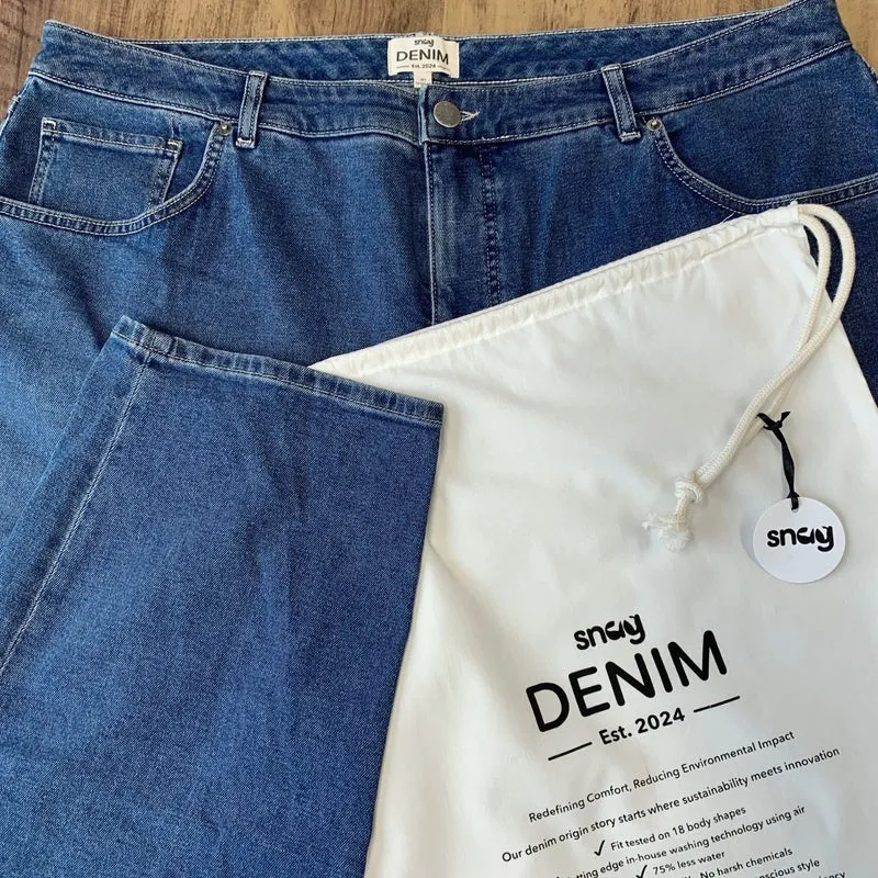 Organic Mom Jeans - Aegean