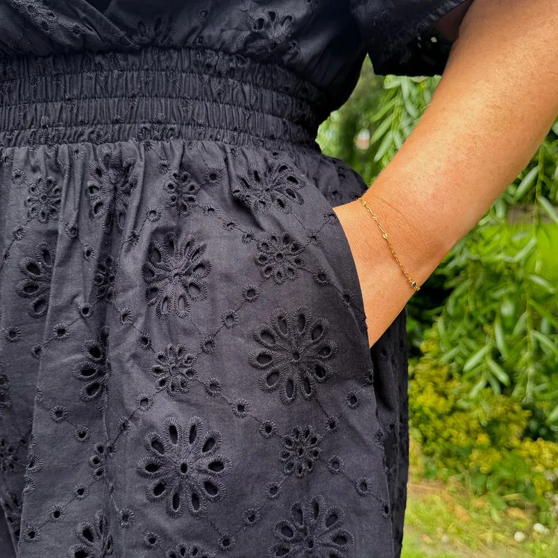 Broderie Anglaise Playsuit - Black