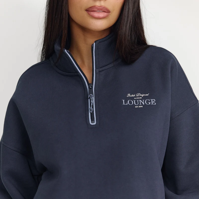 Pull avec Quart de Zip - Bleu Foncé