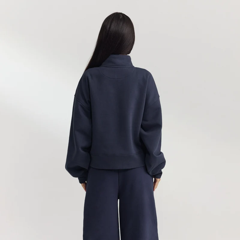 Pull avec Quart de Zip - Bleu Foncé
