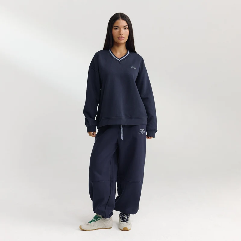 Pull à Col en V - Bleu Foncé