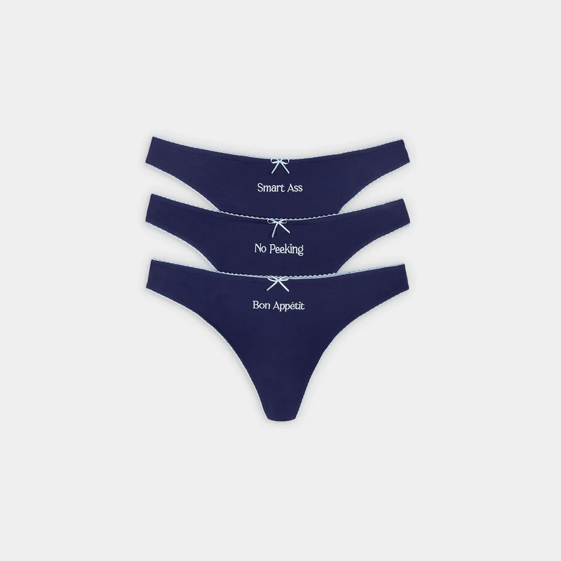 Strings Slogan (Pack de 3) - Bleu Marine