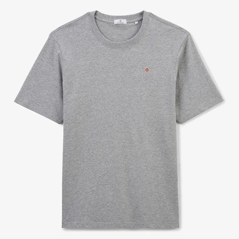 T-shirt col rond imprimé dos piments en coton gris chiné