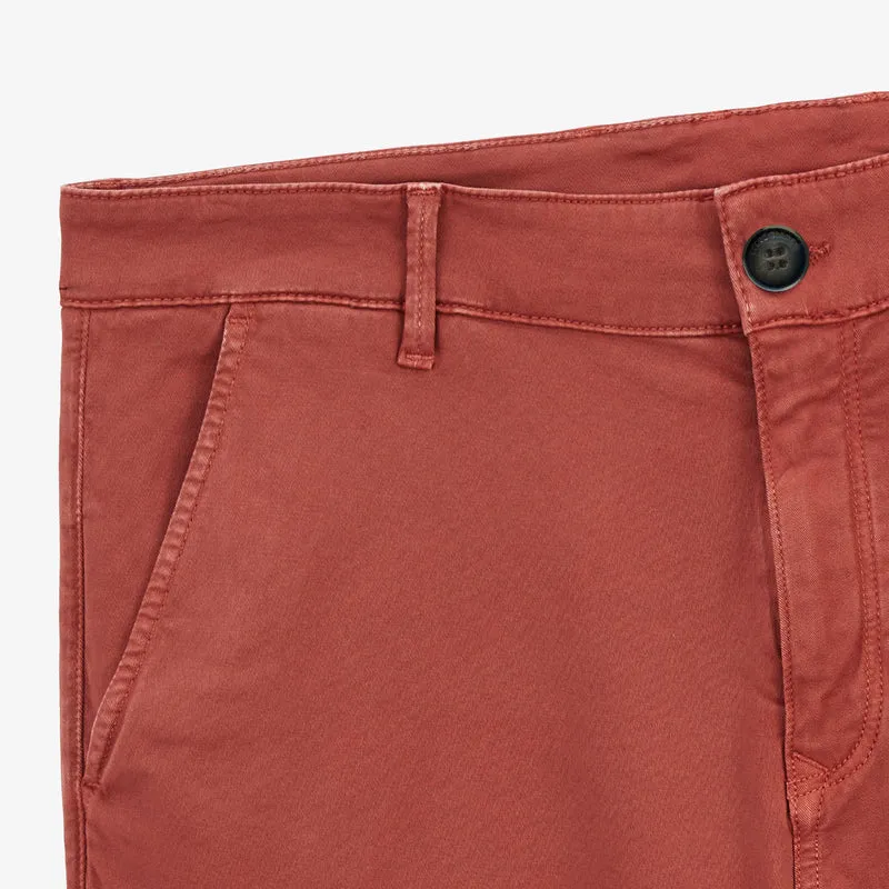 Bermuda 200 coupe droite en coton stretch orange rouille
