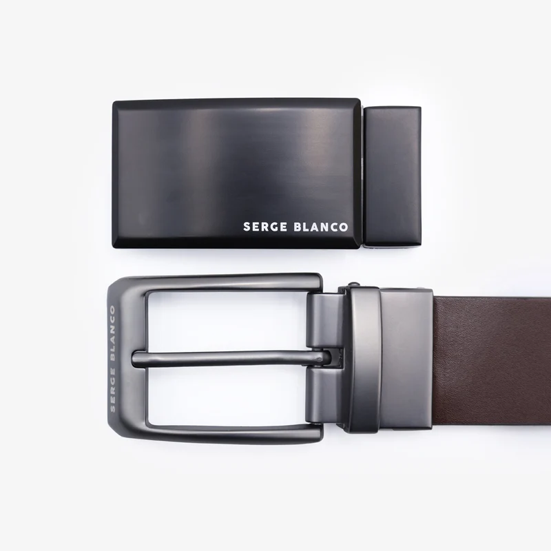Ceinture réversible cuir bovin noire