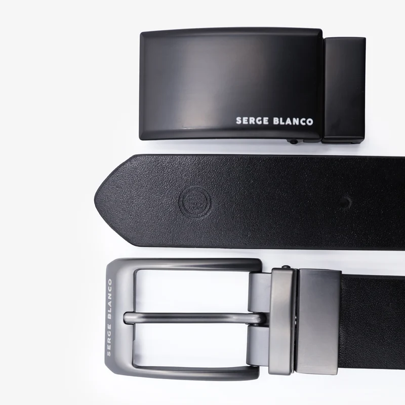 Ceinture réversible cuir bovin noire