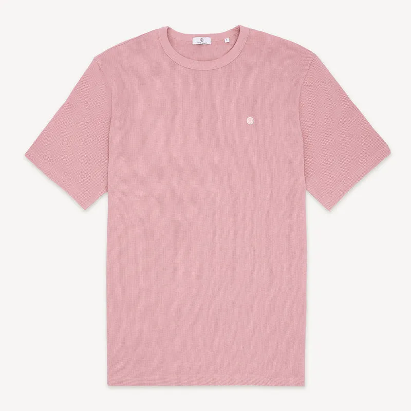 T-shirt col rond en coton gaufré Théo rose
