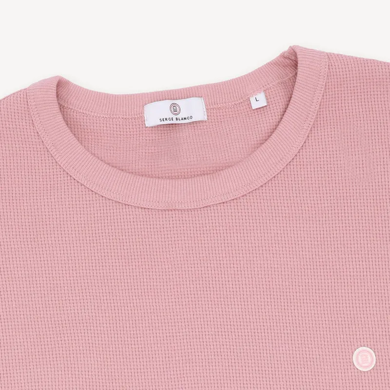T-shirt col rond en coton gaufré Théo rose