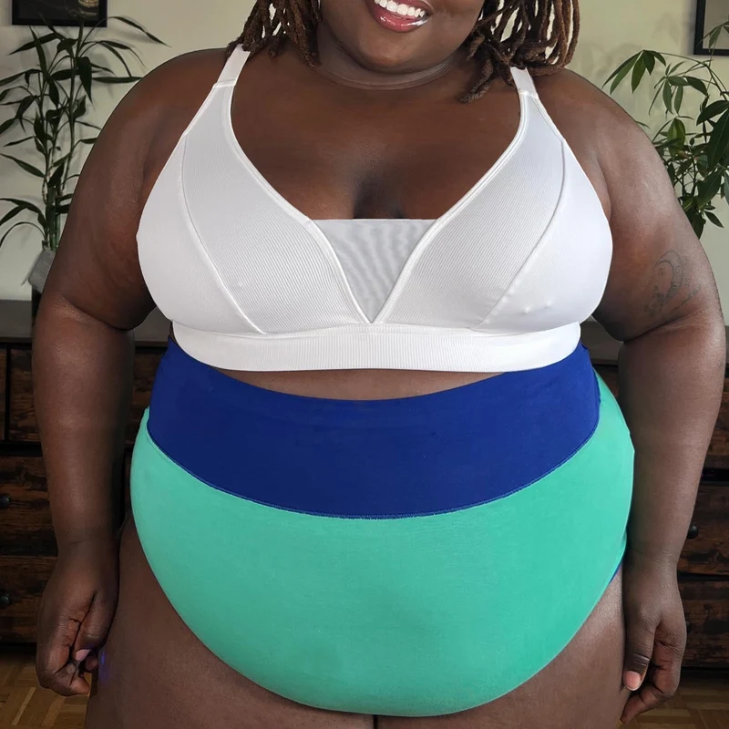 Organic Cotton Super High Waist Duo Knickers - Mint & Arabesque