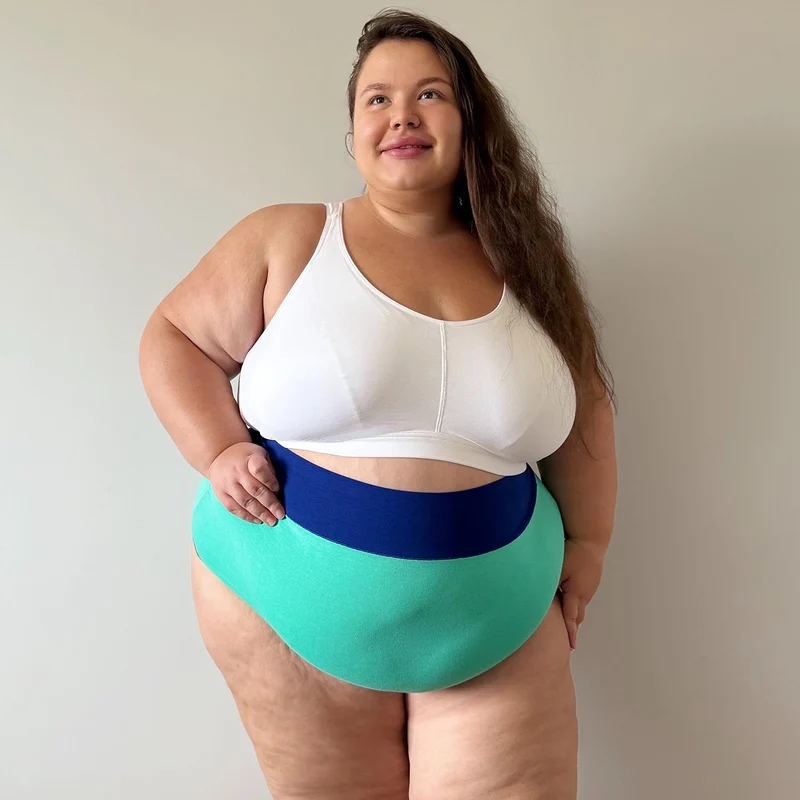 Organic Cotton Super High Waist Duo Knickers - Mint & Arabesque